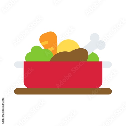 Stew pot icon, Christmas food and drink vector