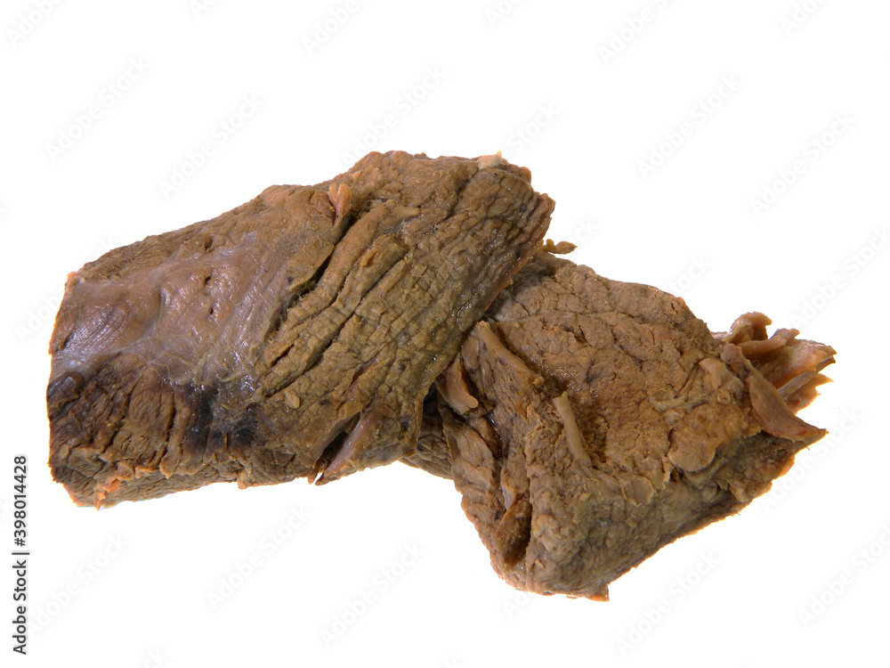 boiled meat isolated on white background boiled meat isolated on white background