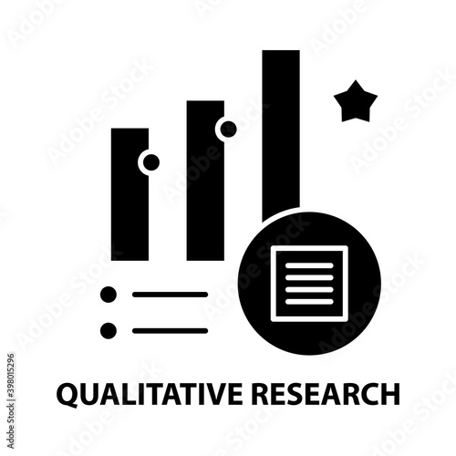 qualitative research icon, black vector sign with editable strokes, concept illustration