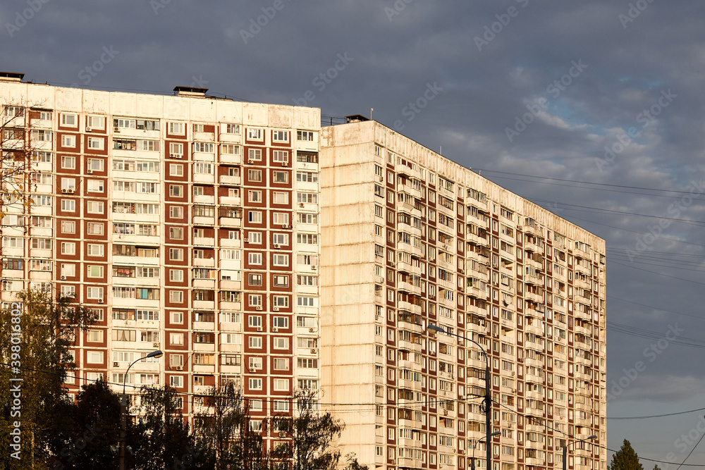 Soviet architecture aged facade building