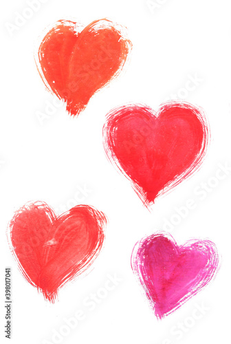 watercolor set of hearts on a white background