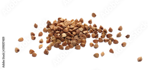 Buckwheat seed pile isolated on white background