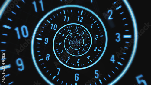 Tableau sur toile Clock time spiral in infinity