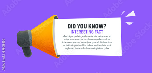 Did you know speech bubble with megaphone isolated design elements. Vector badge for interesting facts for learning, business, advertising or more