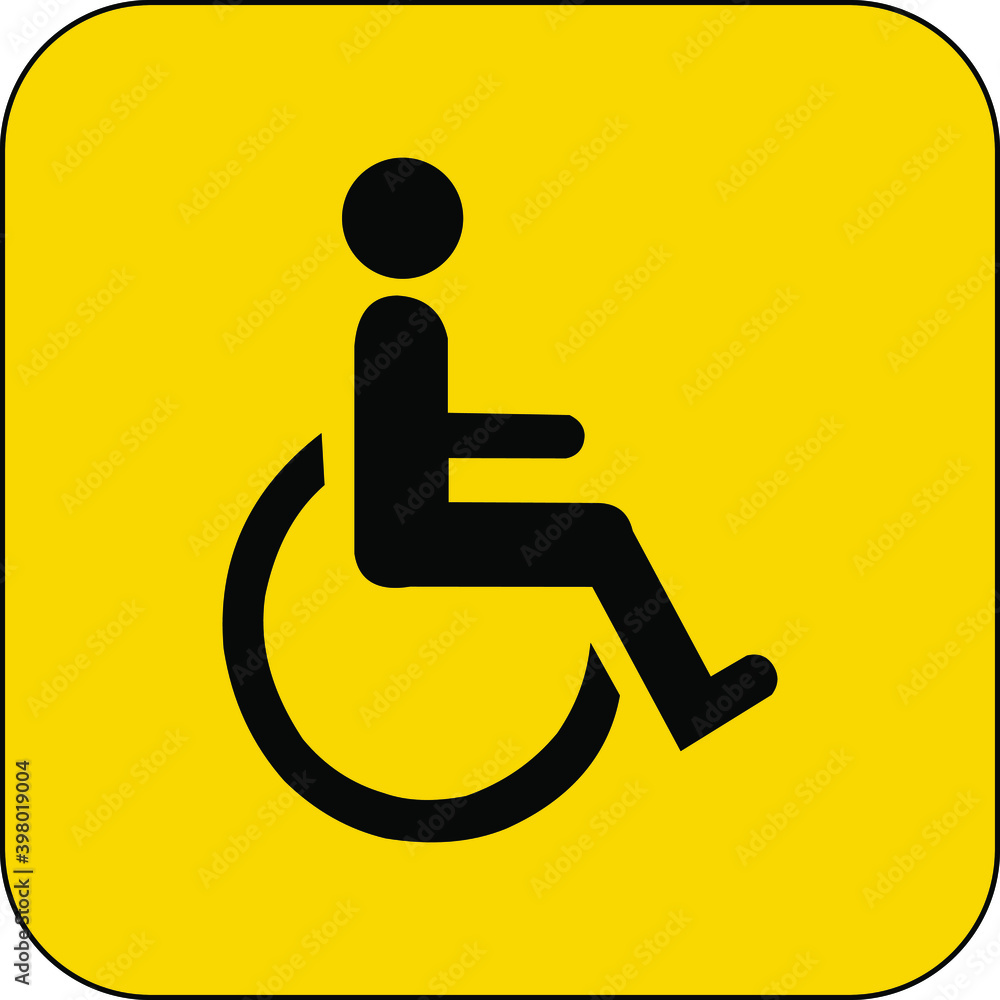 Silhouette of a man in a wheelchair on a yellow background. A person with disabilities. Wheelchair. A sick person who cannot walk. Vector illustration. Silhouette of a man in a wheelchair on a yellow background. A person with disabilities. Wheelchair. A sick person who cannot walk. Vector illustration.