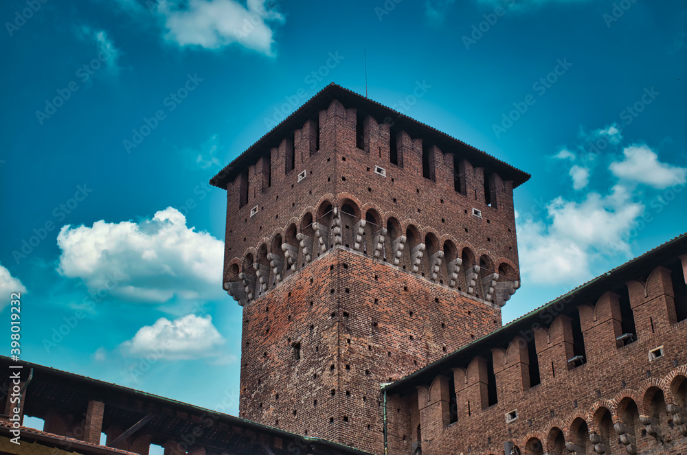 The magnificent Sforza Castle , Castello Sforzesco in Milan