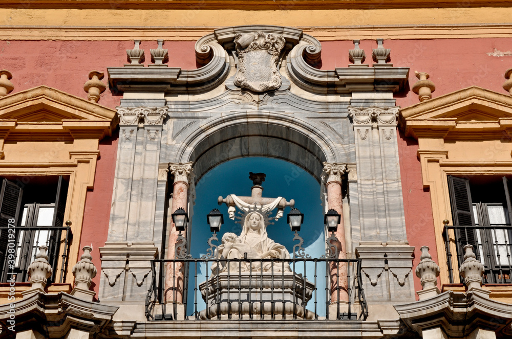 Historic facade in the Malaga Old Town - Spain 