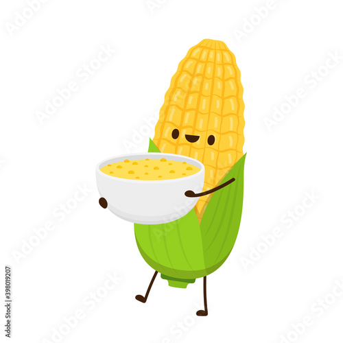Corn vector. Corn character design. Corn on white background.