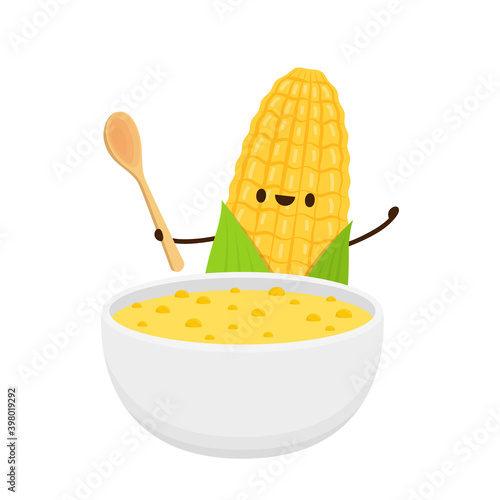 Corn vector. Corn character design. Corn on white background.