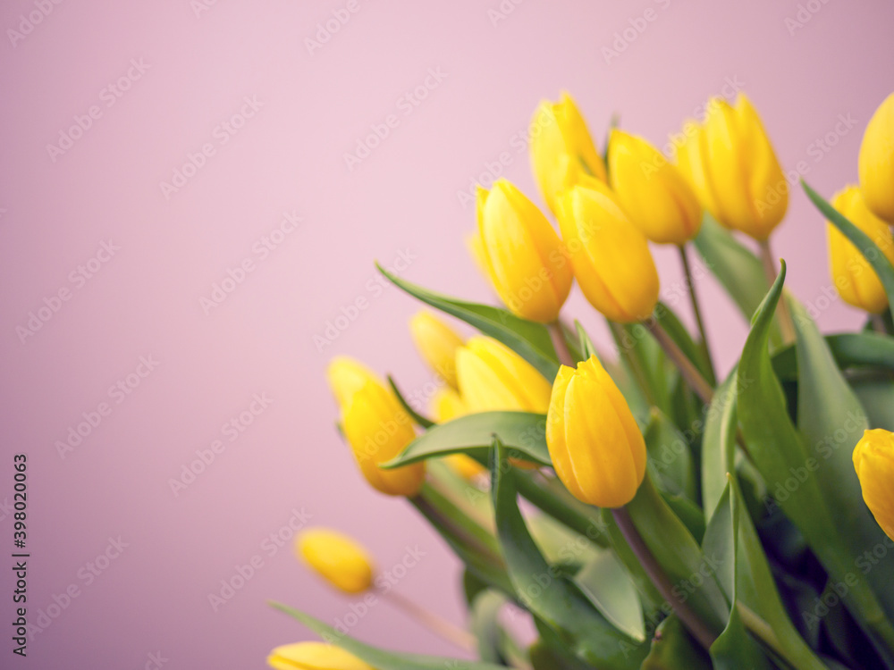 Bouquet of yellow tulips