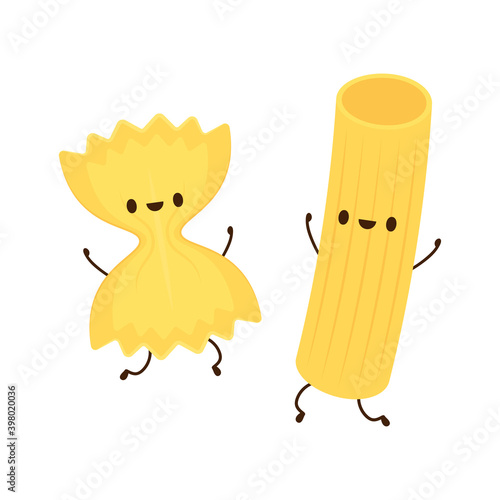 Pasta noodles character design. Pasta noodles on white background. 