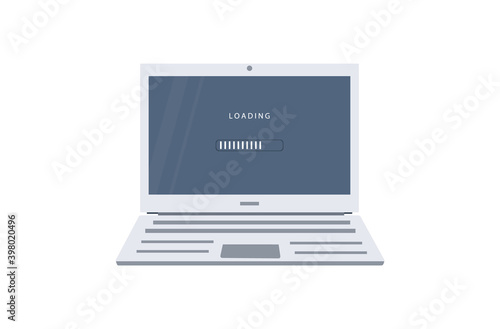 System or software update. Computer download. Checking data or internet. The process of installing a software update or data transfer. Vector image for web page, banner, presentation. Flat style