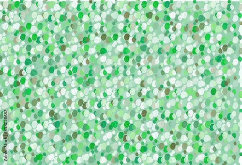 Light Green vector background with bubble shapes.