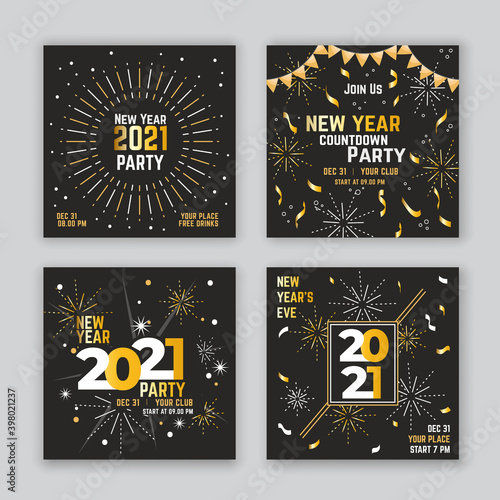 happy new years party invitation social media template