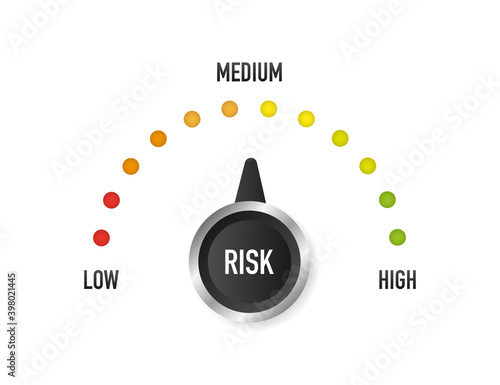 Risk Speedometer, great design for any purposes. Danger symbol. Vector illustration.