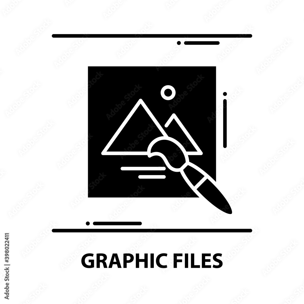 graphic files icon, black vector sign with editable strokes, concept ...