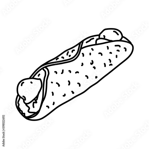 Cannoli Icon. Doodle Hand Drawn or Outline Icon Style