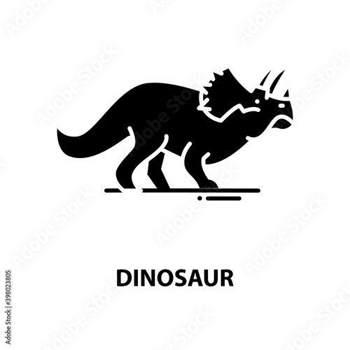 dinosaur symbol icon  black vector sign with editable strokes  concept illustration