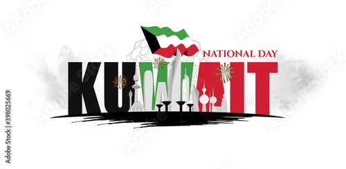 vector illustration. design of the schedule for the holidays of Kuwait. The 25th day is the national holiday, the day of independence. February 26 is the day of liberation of Kuwait vector