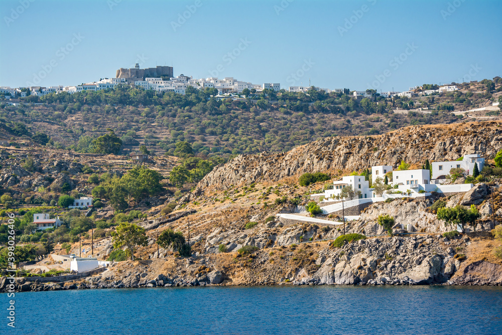 The monastery of St.John view from sea in Patmos Island