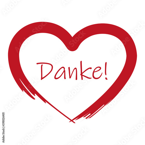 red heart with german text thank you isolated on white vector illustration EPS10