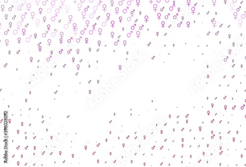 Light pink vector backdrop with gender signs.