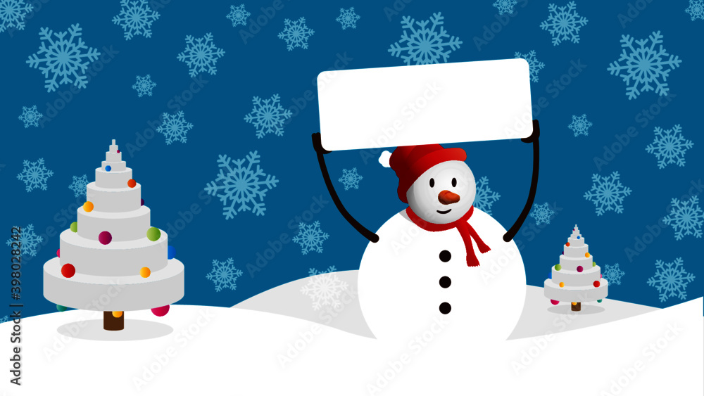 snowman and winter decoration background