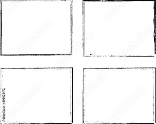 Set of Grunge Black and White Frames . textured rectangles for image