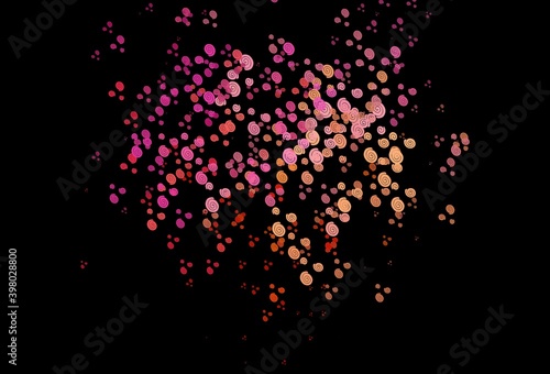 Dark Red  Yellow vector background with lamp shapes.