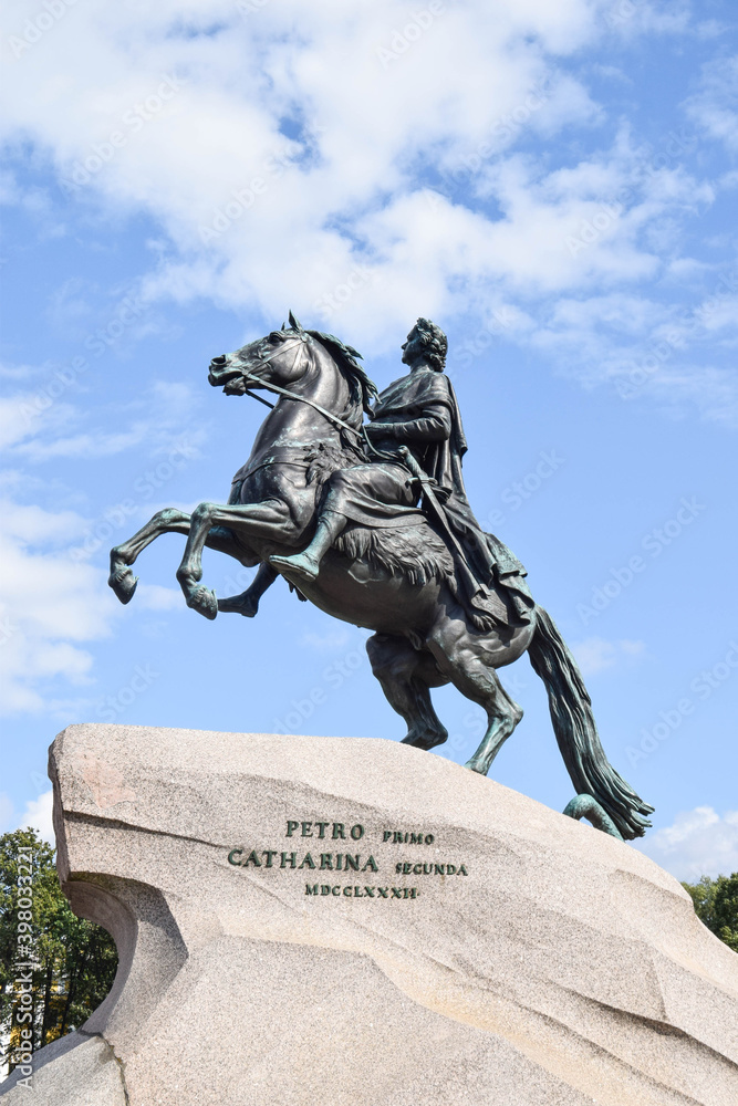 Monument of the Russian emperor Peter the Great in St. Petersburg, Russia