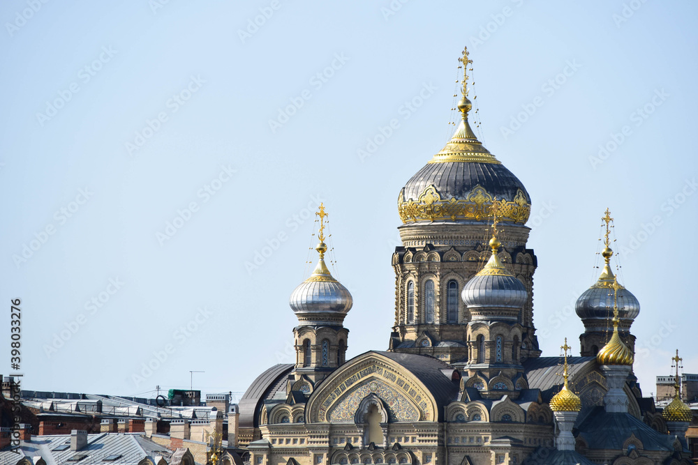 View if Tserkov Uspeniya Presvyatoy Bogoroditsy church in St. Petersburg, Russia 