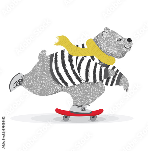 Funny cute bear vector illustration, children artworks, greeting cards graphics, t-shirt prints, wallpaper