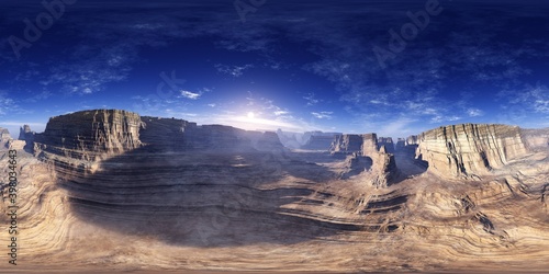 Panorama of Canyon. HDRI . equidistant projection. Spherical panorama. panorama 360. environment map, landscape, 3d rendering