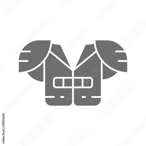 Vector american football chest protection grey icon.