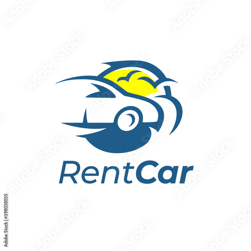 Rental car logo. Vehicle hire icon. Automotive vacation travel sign. Vector illustration.
