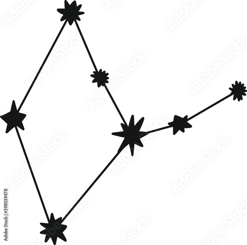 zodiac constellations hand-drawn black line isolated on white background
