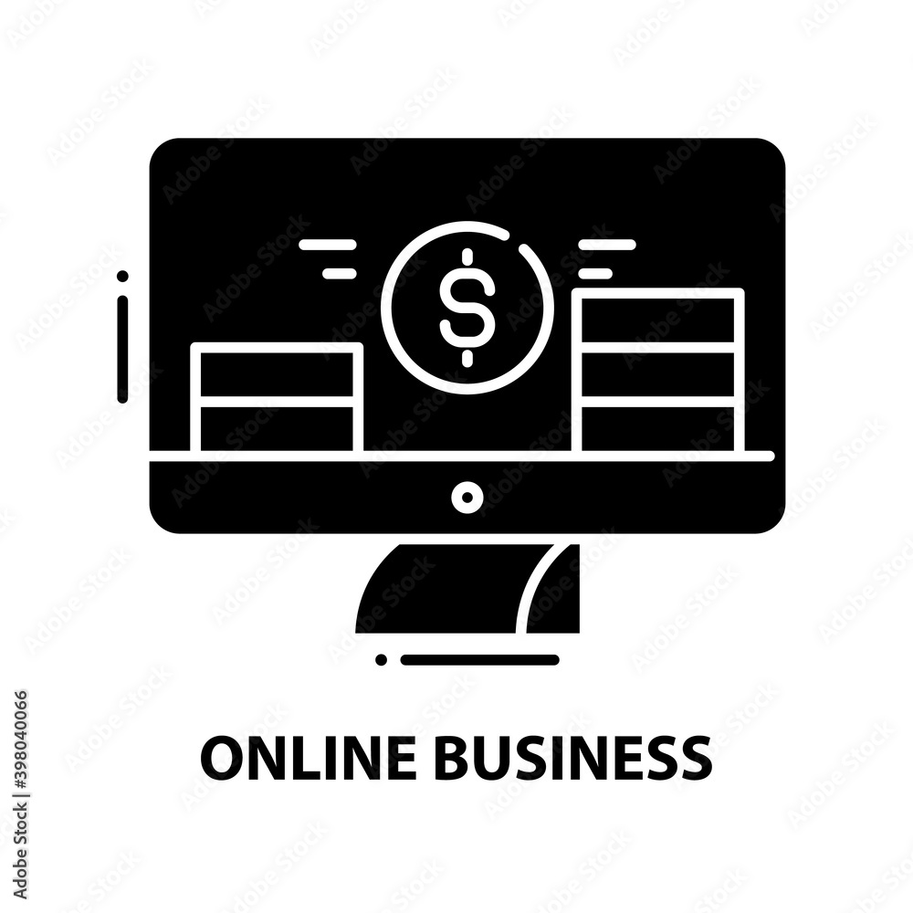 online business symbol icon, black vector sign with editable strokes, concept illustration online business symbol icon, black vector sign with editable strokes, concept illustration
