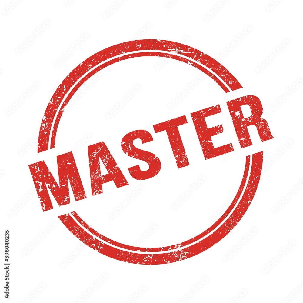 MASTER text written on red grungy round stamp. MASTER text written on red grungy round stamp.