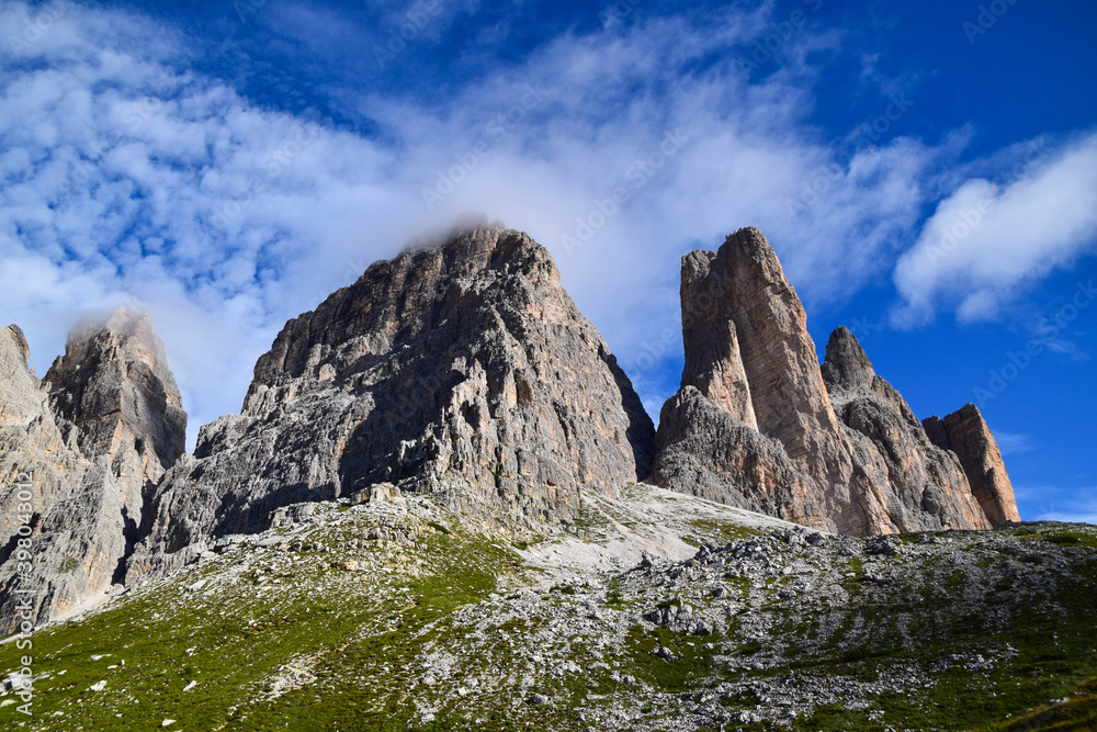 Beautiful Italy's Dolomites region in Italy with a small path in summer