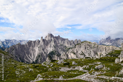 Beautiful Italy's Dolomites region in Italy with a small path in summer