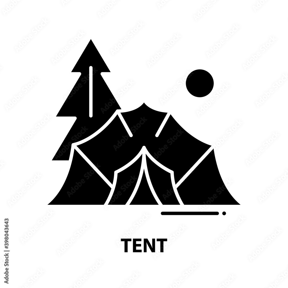 tent symbol icon, black vector sign with editable strokes, concept illustration tent symbol icon, black vector sign with editable strokes, concept illustration