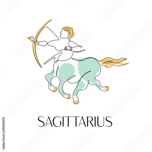 Zodiac sign Sagittarius. One line. Vector illustration in the style of minimalism.