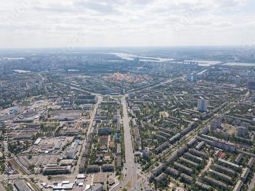 Aerial drone high view. Residential area of Kiev.