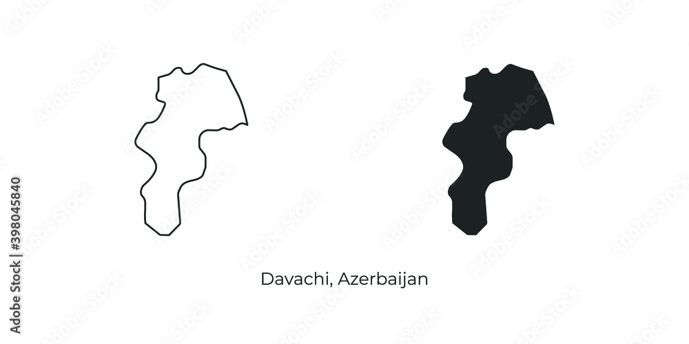Vector illustration of Davachi. Azerbaijan region vector map