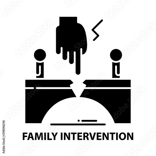 family intervention icon, black vector sign with editable strokes, concept illustration