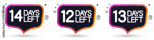 Set number days left, countdown banners design template, discount tags, start offer, vector illustration