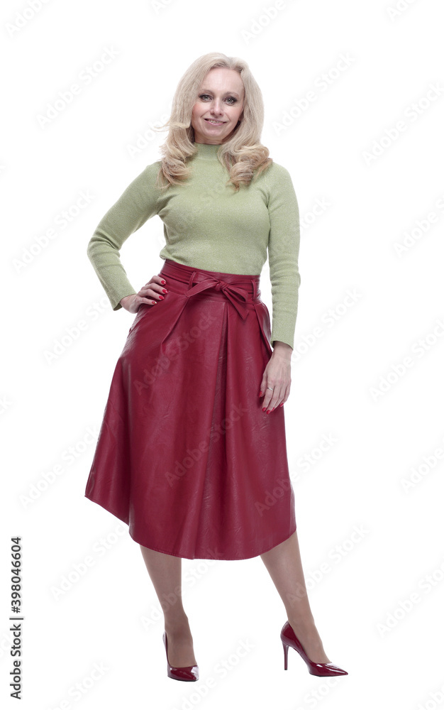 confident young woman in a skirt and jumpe confident young woman in a skirt and jumpe