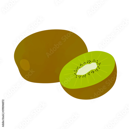 Vector illustration of a fresh kiwi fruit on white background