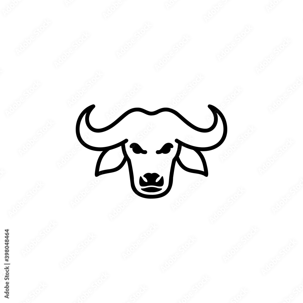 Fototapeta premium Buffalo icon flat vector illustration