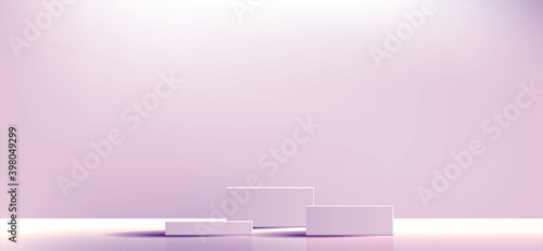 Purple geometric podium square and minimal boxes. empty showcase for cosmetic product presentation. Fashion magazine. vector Illustration design EPS10.